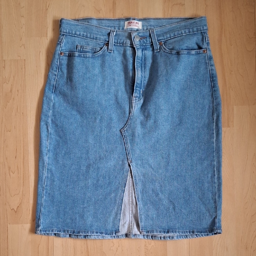 Signature by Levi Strauss Blue Denim Pencil Skirt Size 8